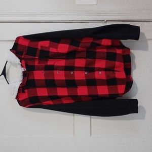 Casual plaid long sleeve shirt with hood
